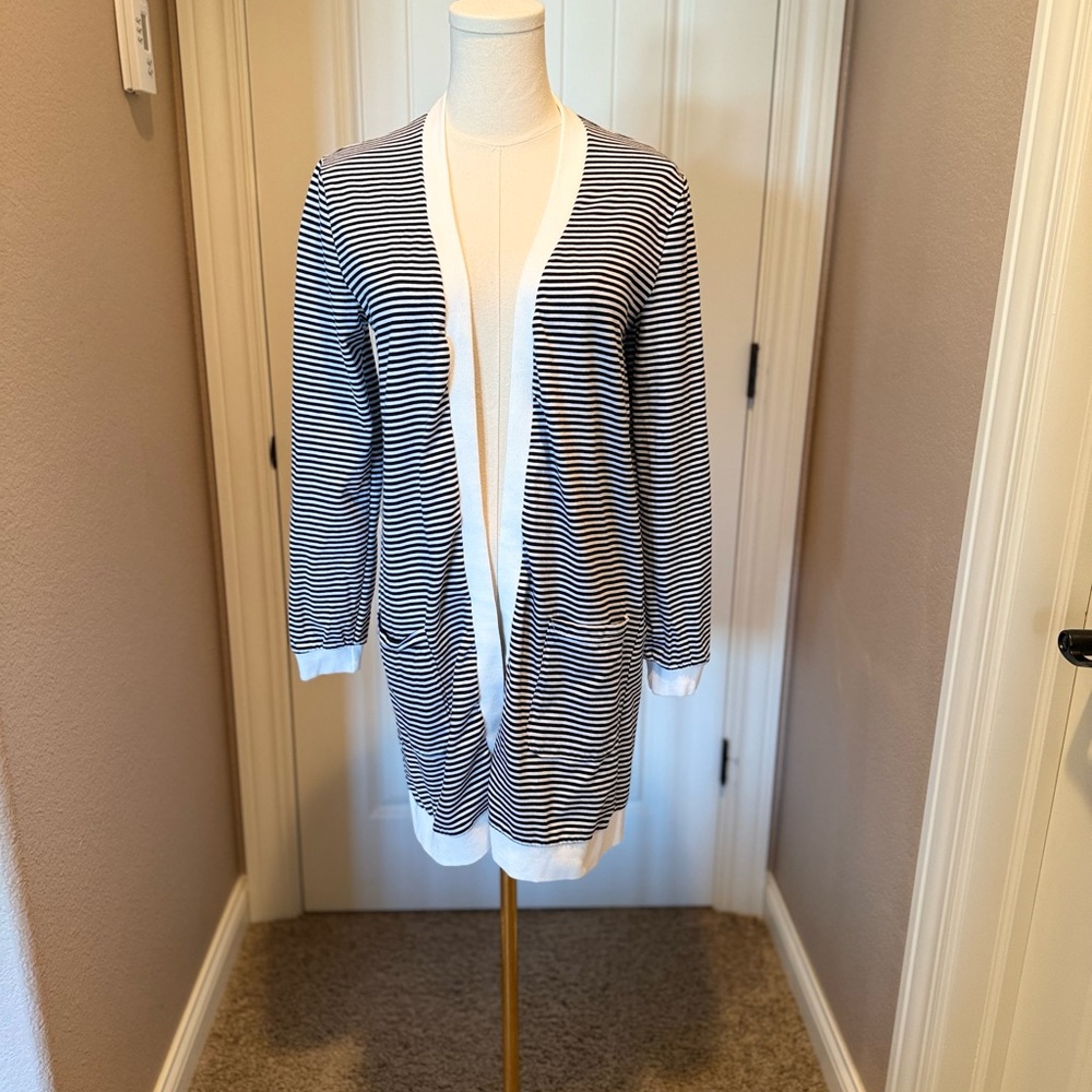 Striped Black and White Women's Sweater - Picture 2 of 4